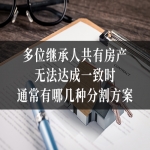 多位继承人共有房产，无法达成一致时通常有哪几种分割方案？